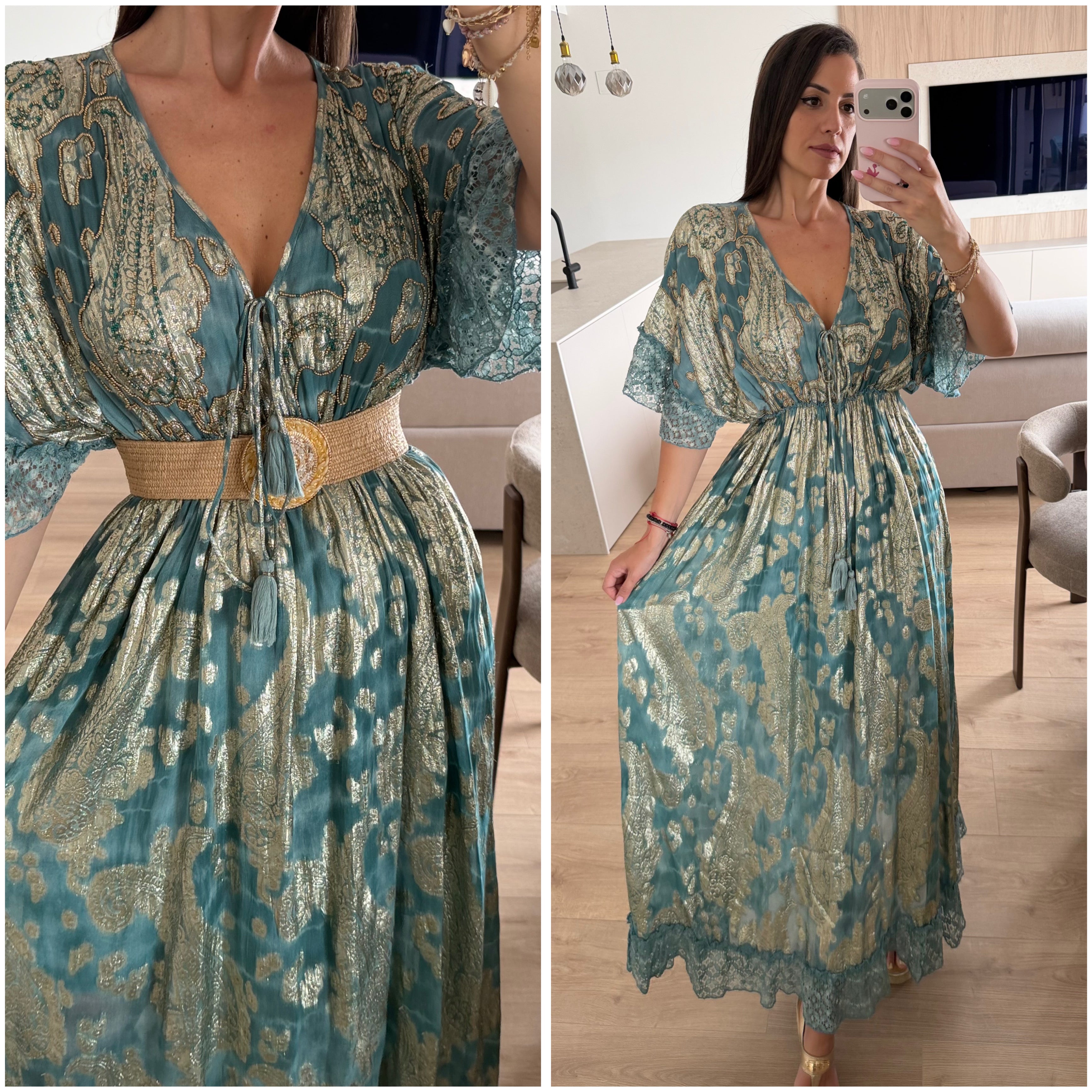 Chantilly Garden Blue Boho Long Dress