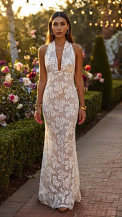 White Beaded Elegance Party Dress
