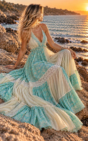 Azurea Boho Maxi Dress – Handcrafted Elegance