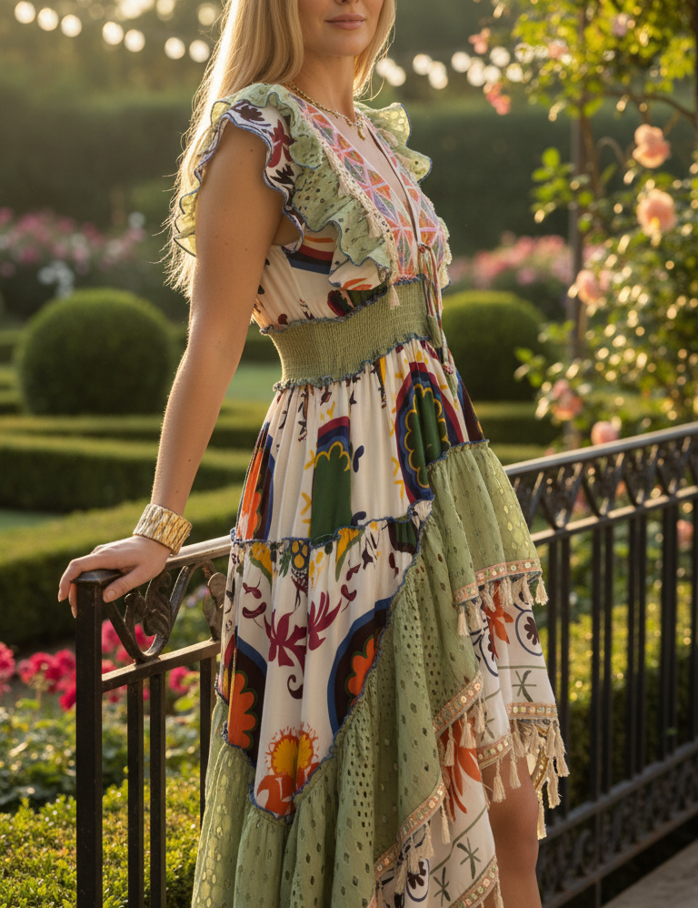 Alma Garden Blue Maxi Dress