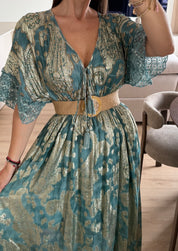 Chantilly Garden Blue Boho Long Dress