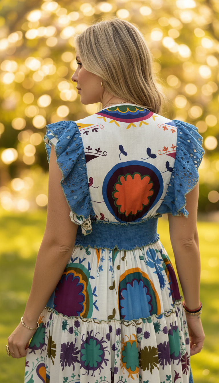 Alma Garden Blue Maxi Dress