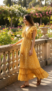 Robe en soie jaune aurore