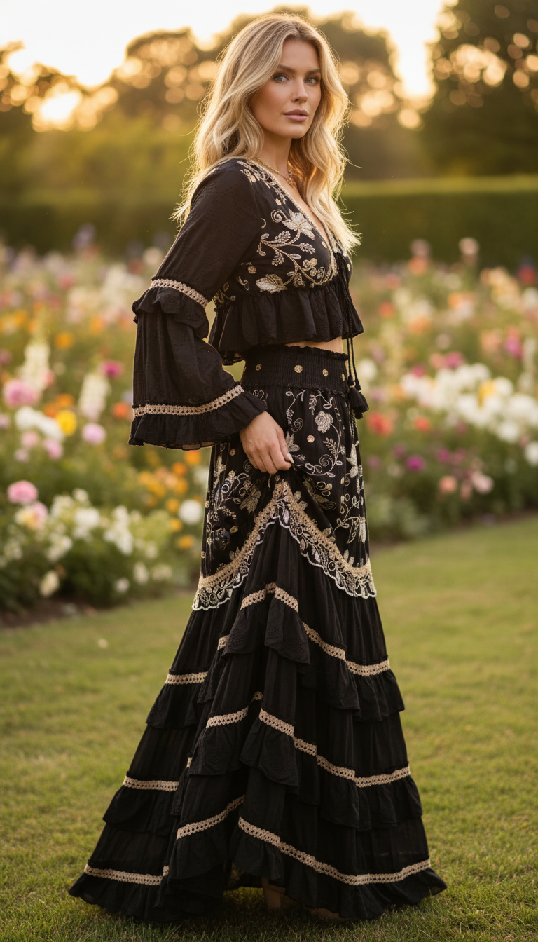 Desert Rose Black Boho Set