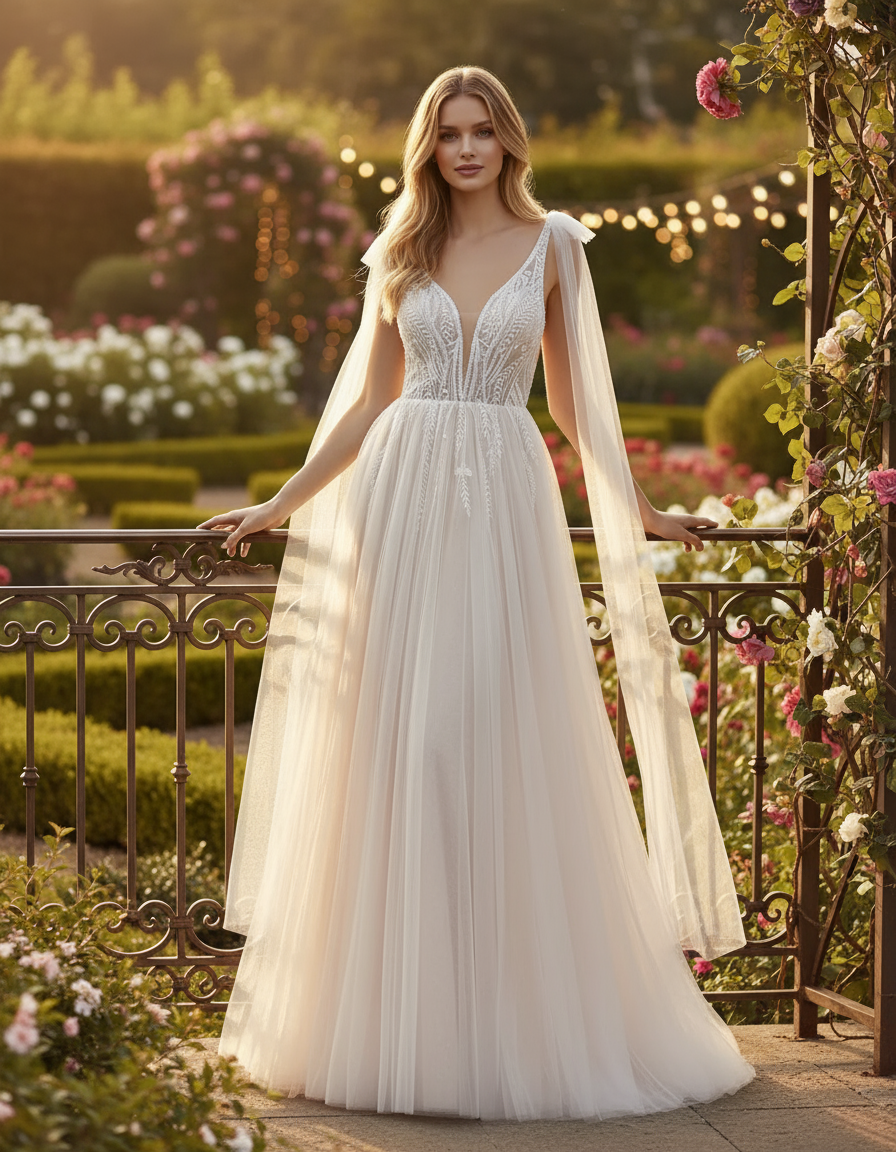 Romantic Bridal Dress with Chantilly Lace