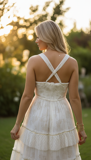 Robe longue bohème blanche à volants