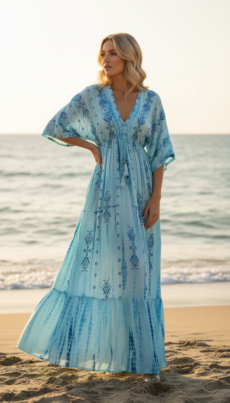 Seafoam Embroidered Maxi Dress