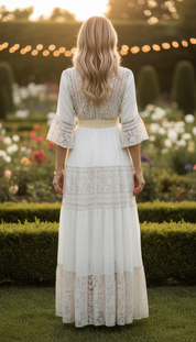 Boho Beige Lace Dress
