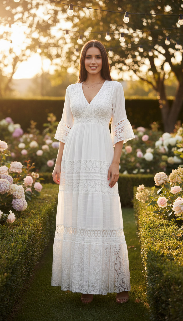 Boho White Lace Dress