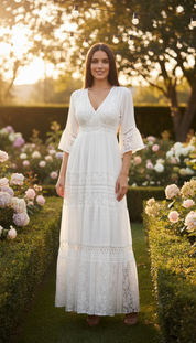 Boho White Lace Dress