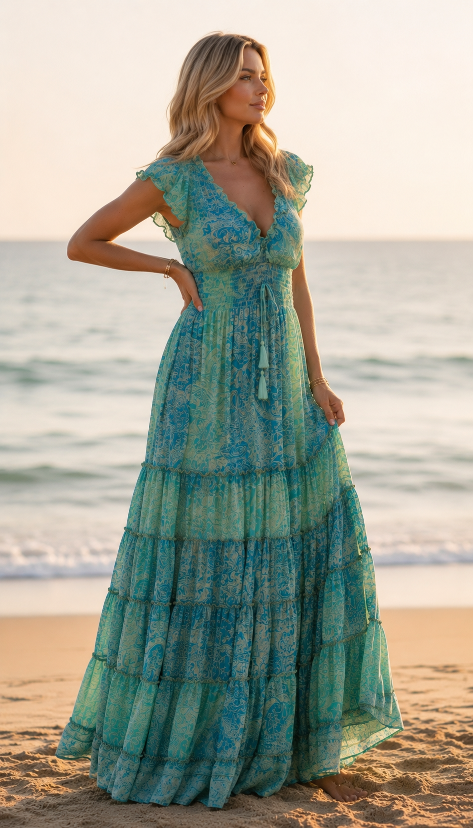 Amara Sky Blue Silk Maxi Dress