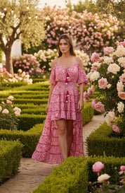 Robe en soie rose gardénia