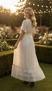 Maxikleid aus weicher Sandspitze