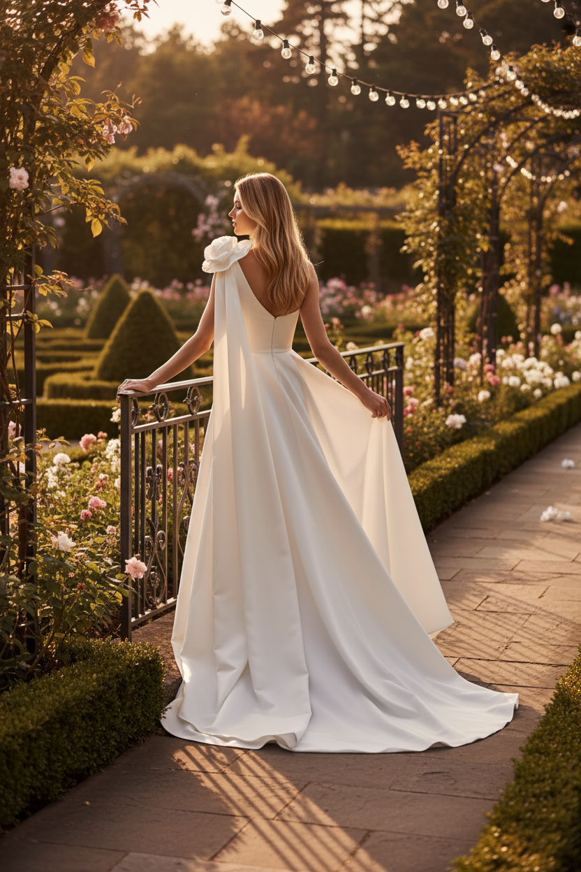 Mikado One-Shoulder Wedding Dress