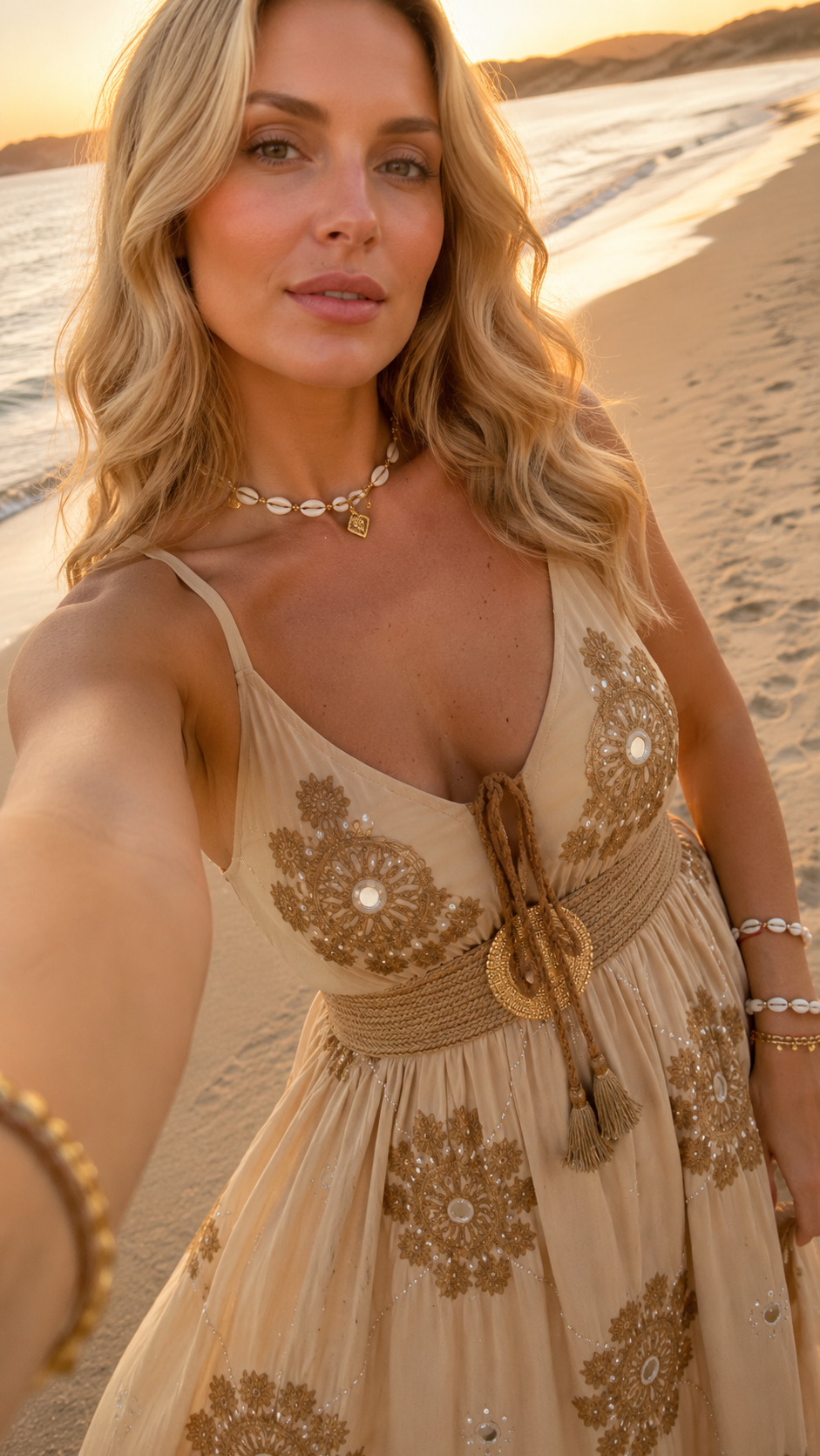 Robe Celestial Bloom beige et orange