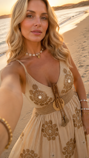 Robe Celestial Bloom beige et orange