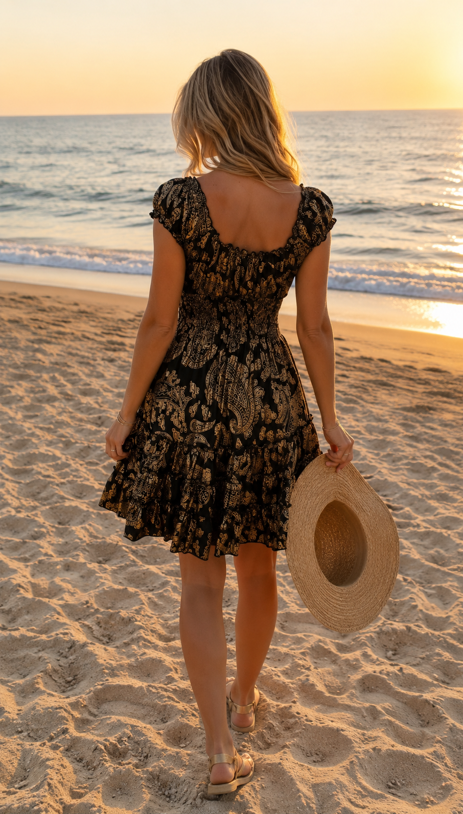 Black Natural Silk Short Dress