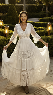 Boho White Lace Dress