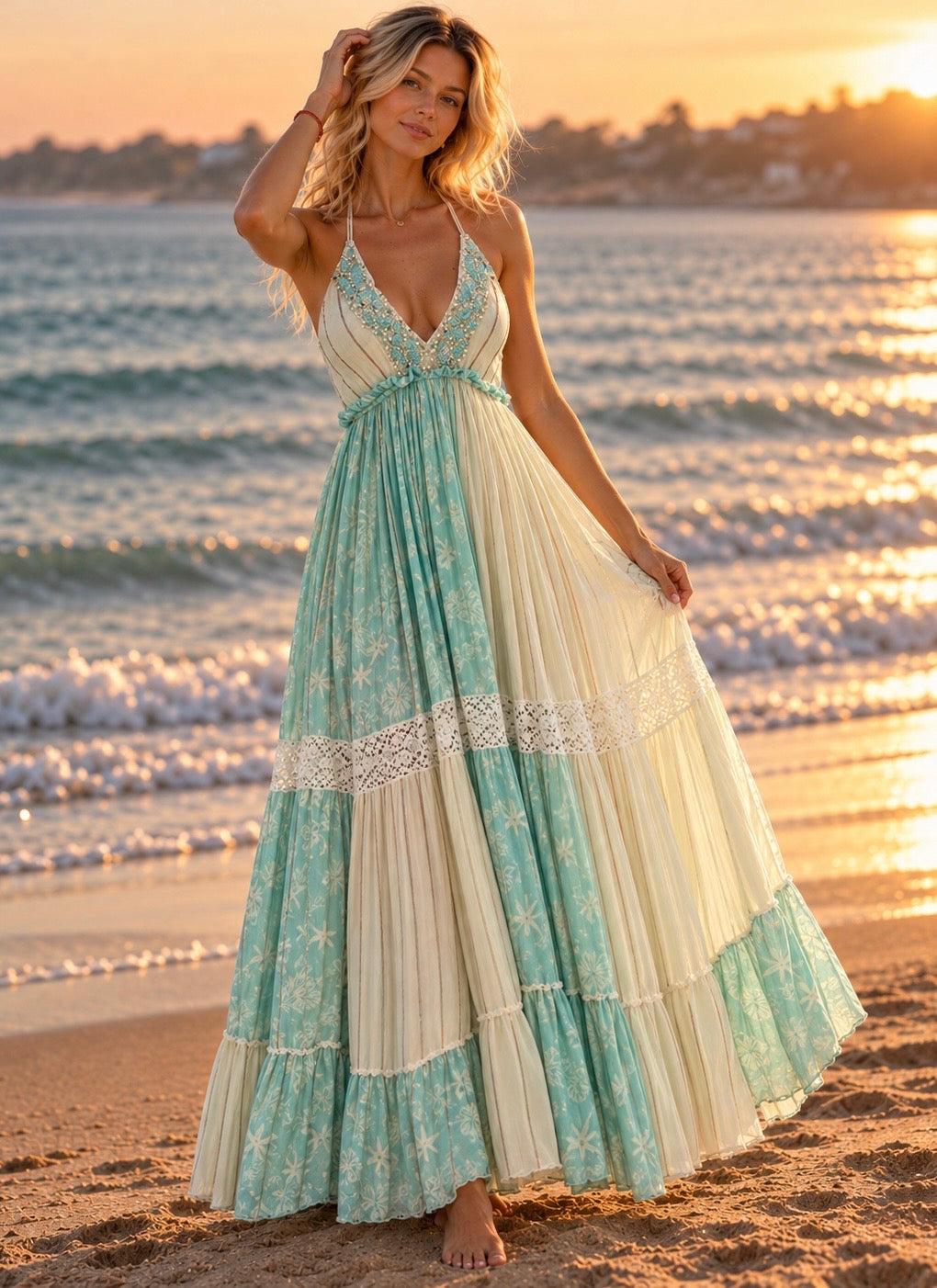 Azurea Boho Maxi Dress – Handcrafted Elegance