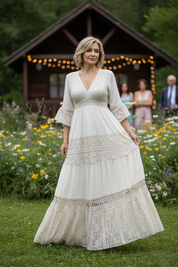Boho Beige Lace Dress