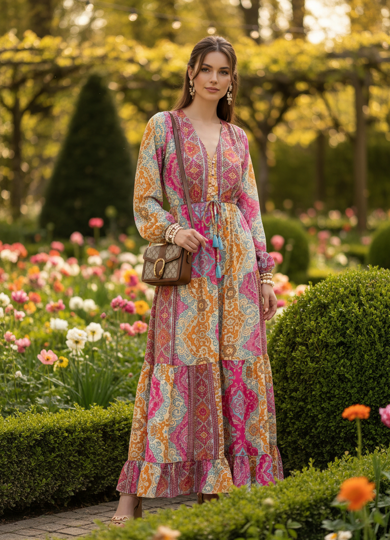 Robe en soie bleu aurore