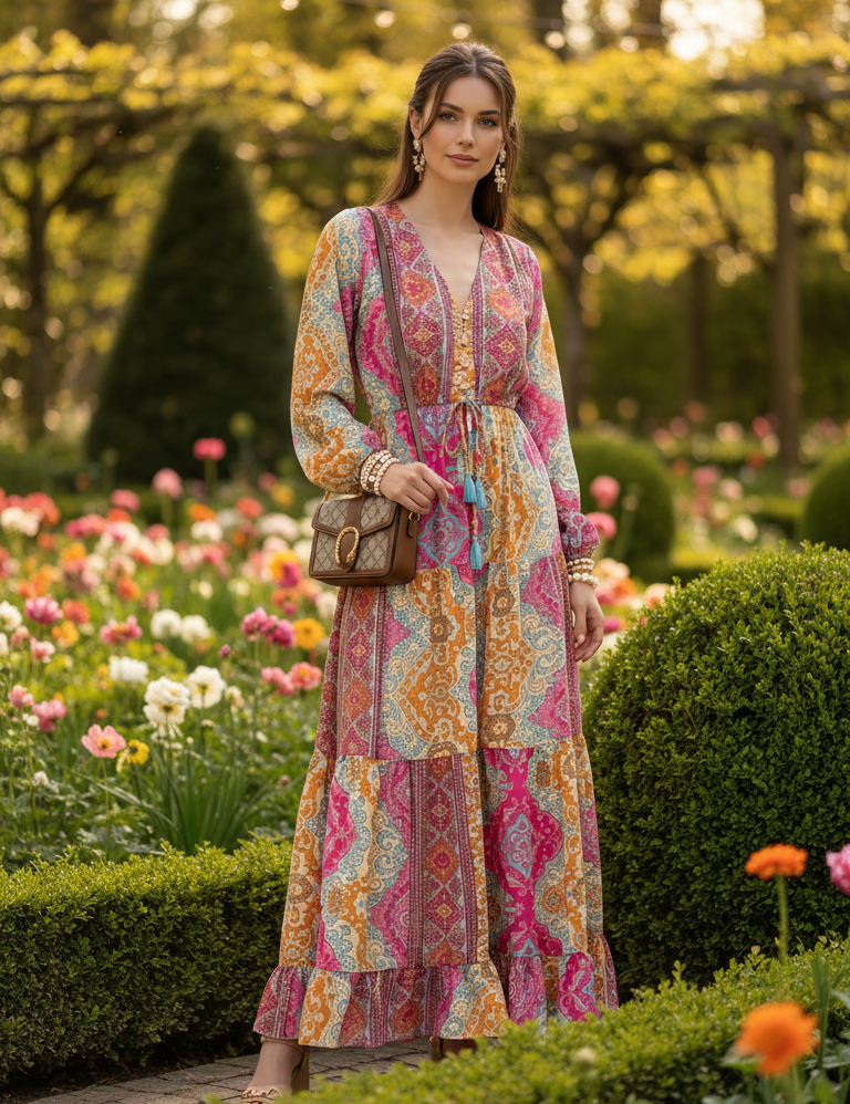 Robe en soie bleu aurore