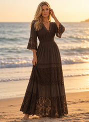 Pure Boho Brown Lace Dress