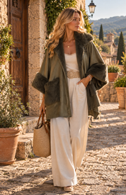 Olive Faux Fur Cape