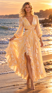 Romantisches Maxikleid aus Seide und Bio-Baumwolle