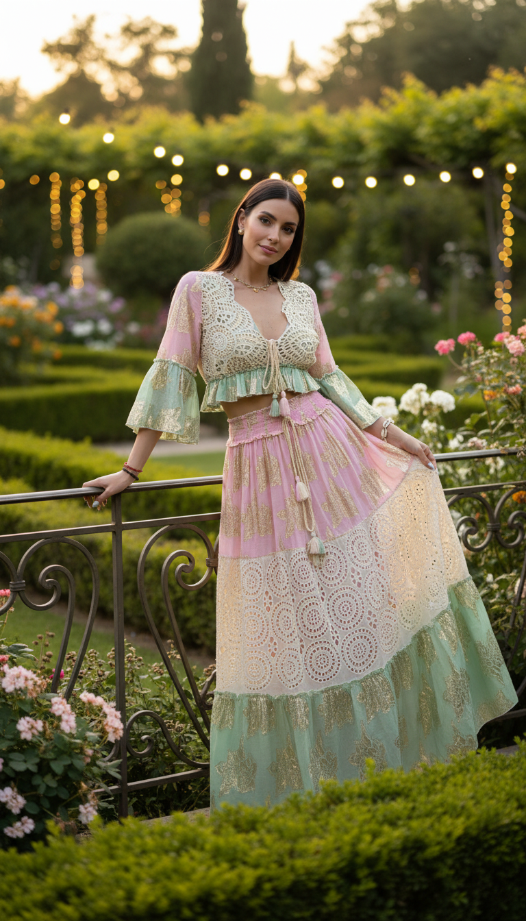 Aurora Handgefertigtes Pinkes Boho-Set