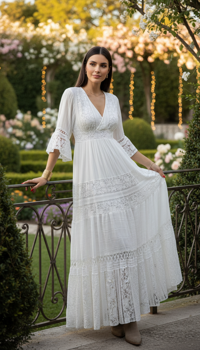 Boho White Lace Dress