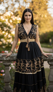 Golden Garden Noir Maxikleid