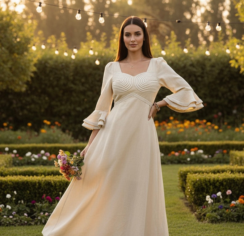 Beige Boho Maxi Dress