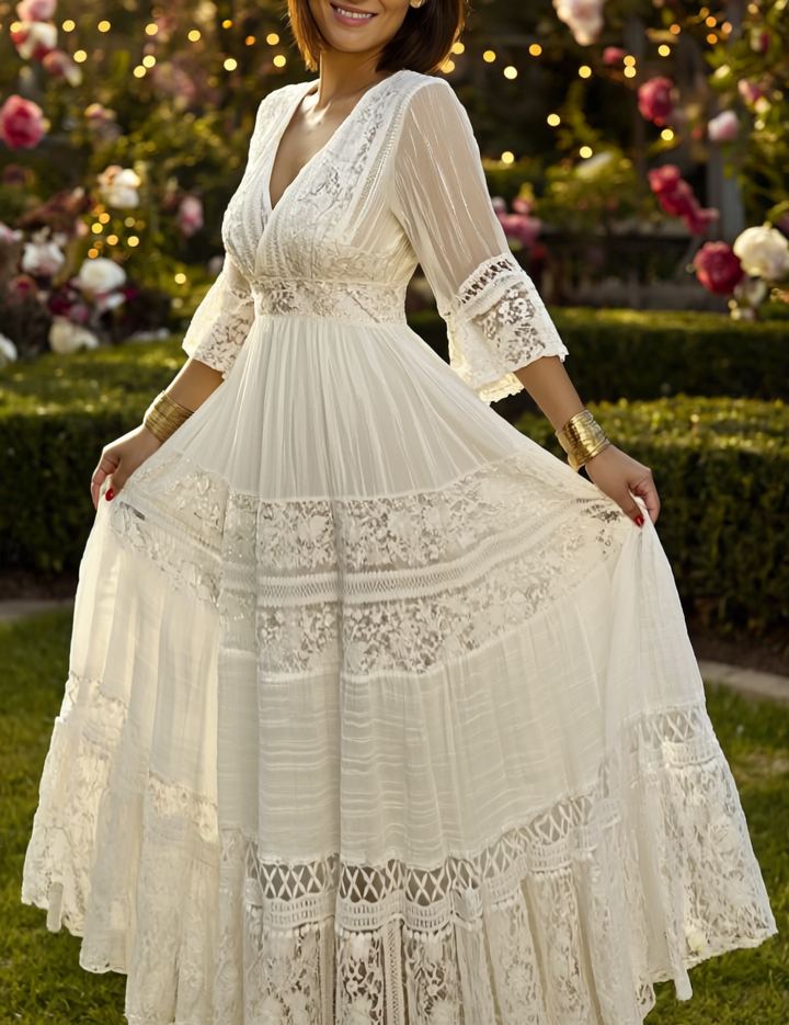 Boho Beige Lace Dress