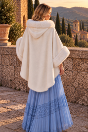 Siena Ivory Faux Fur Cape