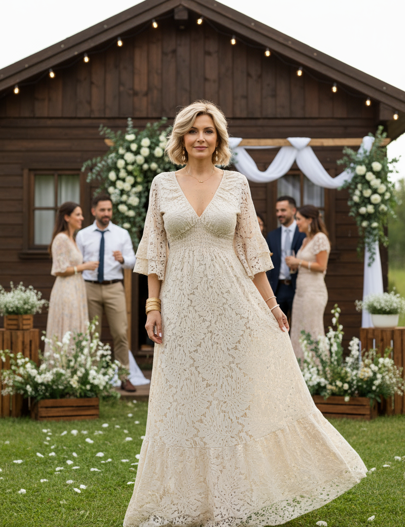 Robe en dentelle noire vaporeuse