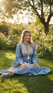 Robe courte en jean bohème