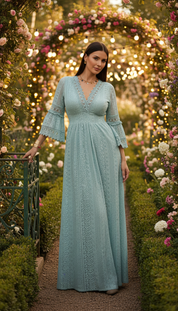 Robe en dentelle sauge