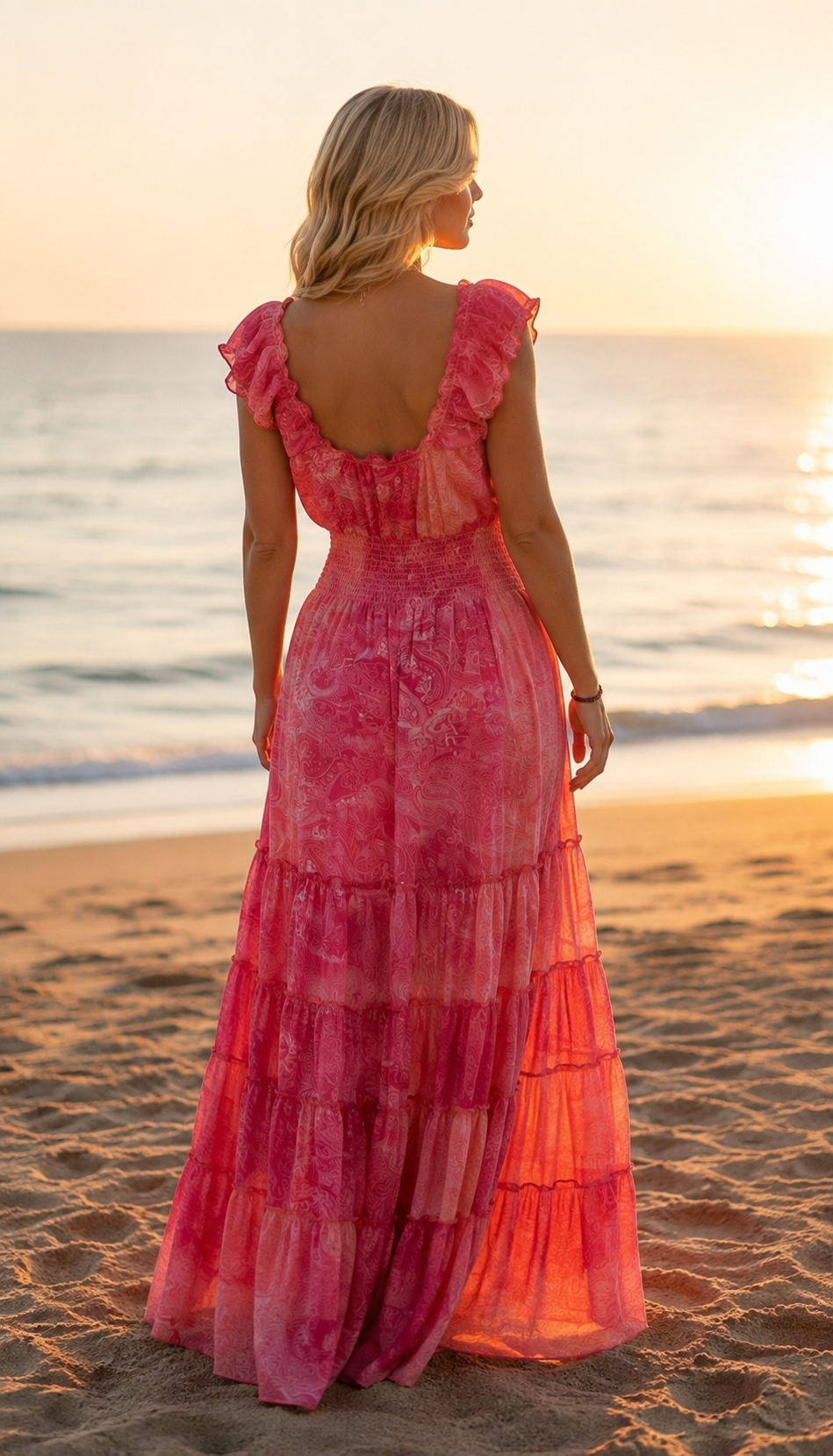 Amara Pink Silk Maxi Dress