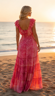 Amara Pink Silk Maxi Dress
