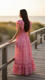 Robe en soie rose Aurore