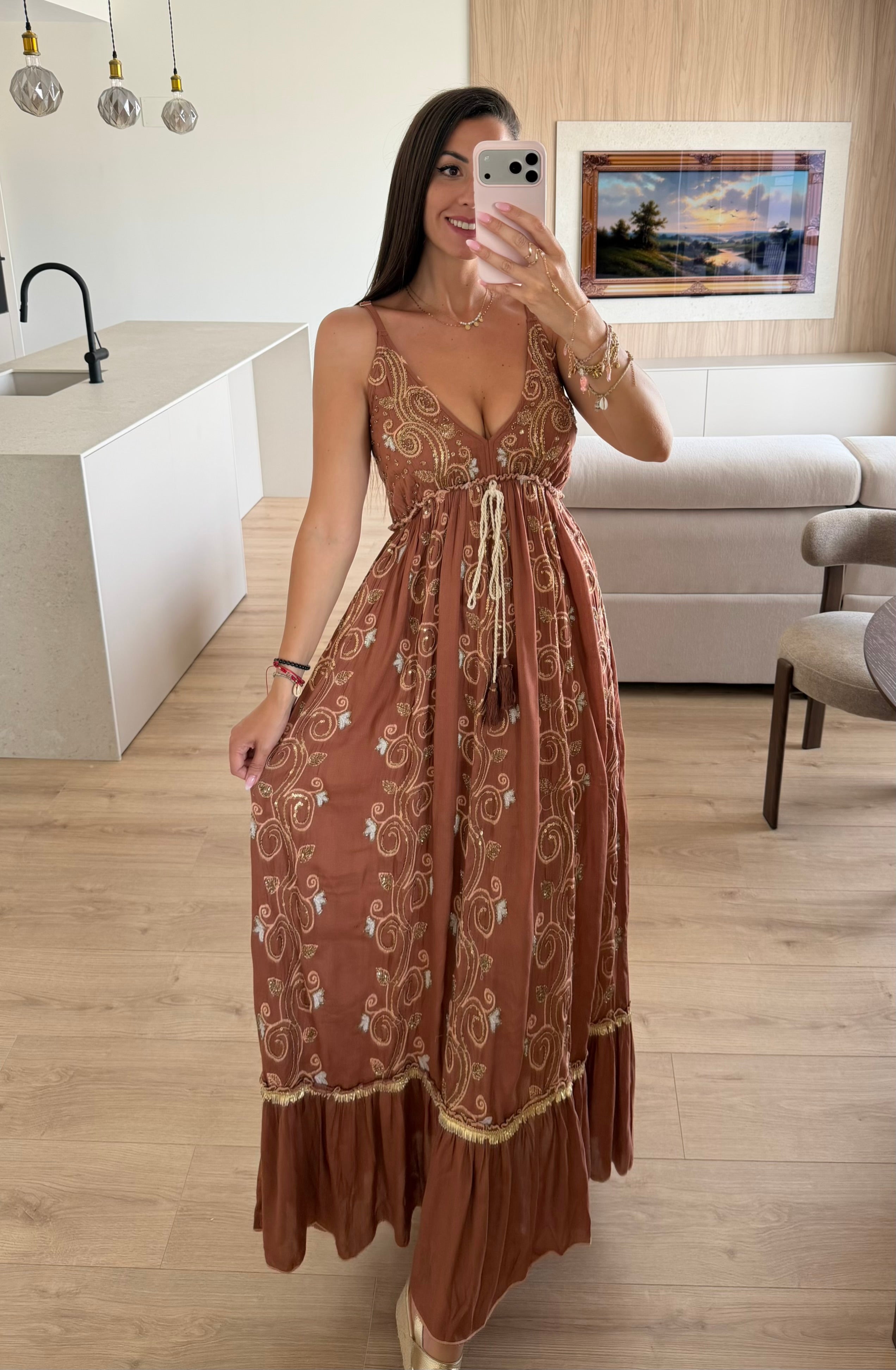 Luna Edem Brown Maxi Dress