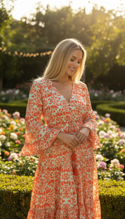 Sunset Bloom Silk Dress