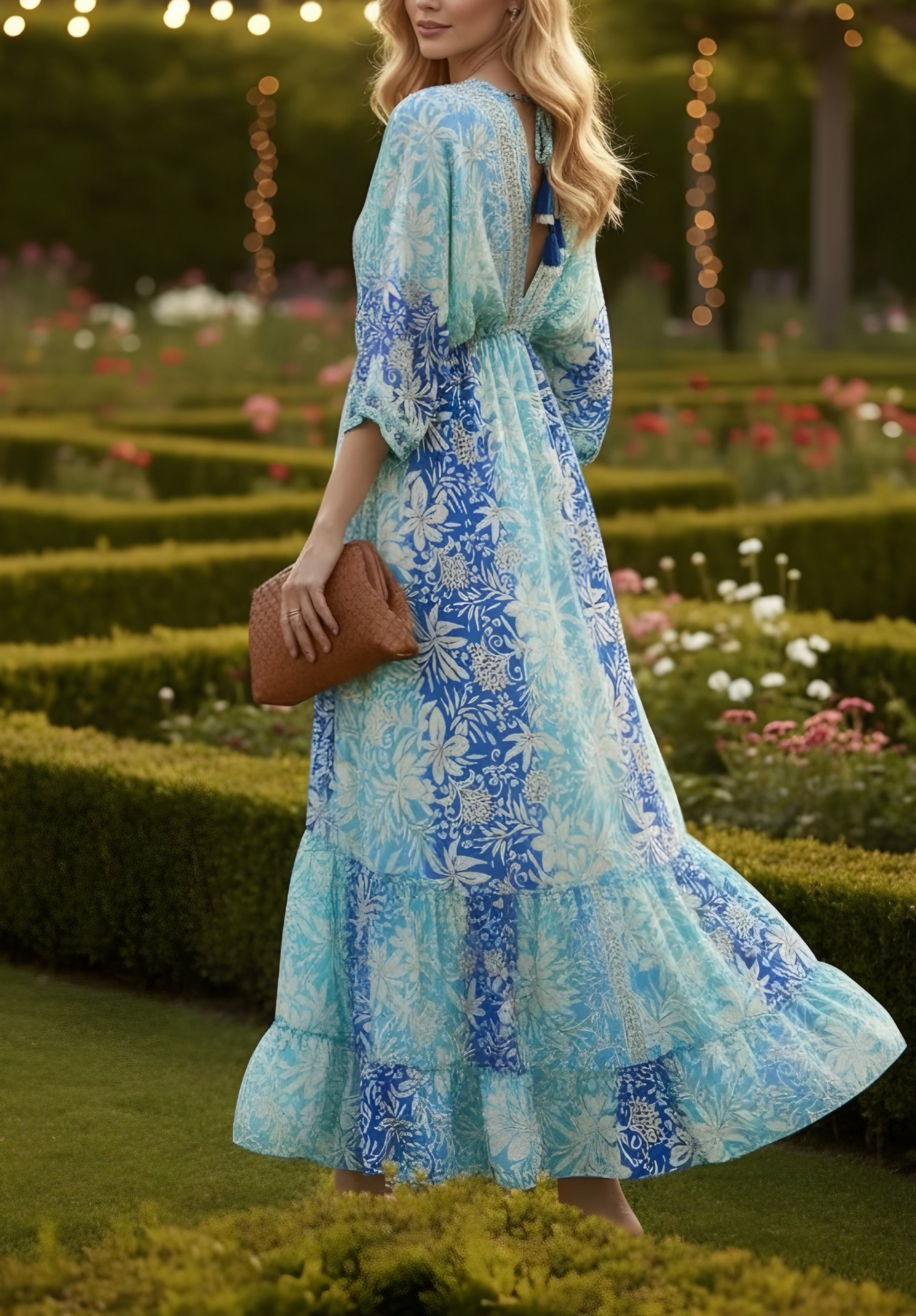 Robe en soie à aura dorée