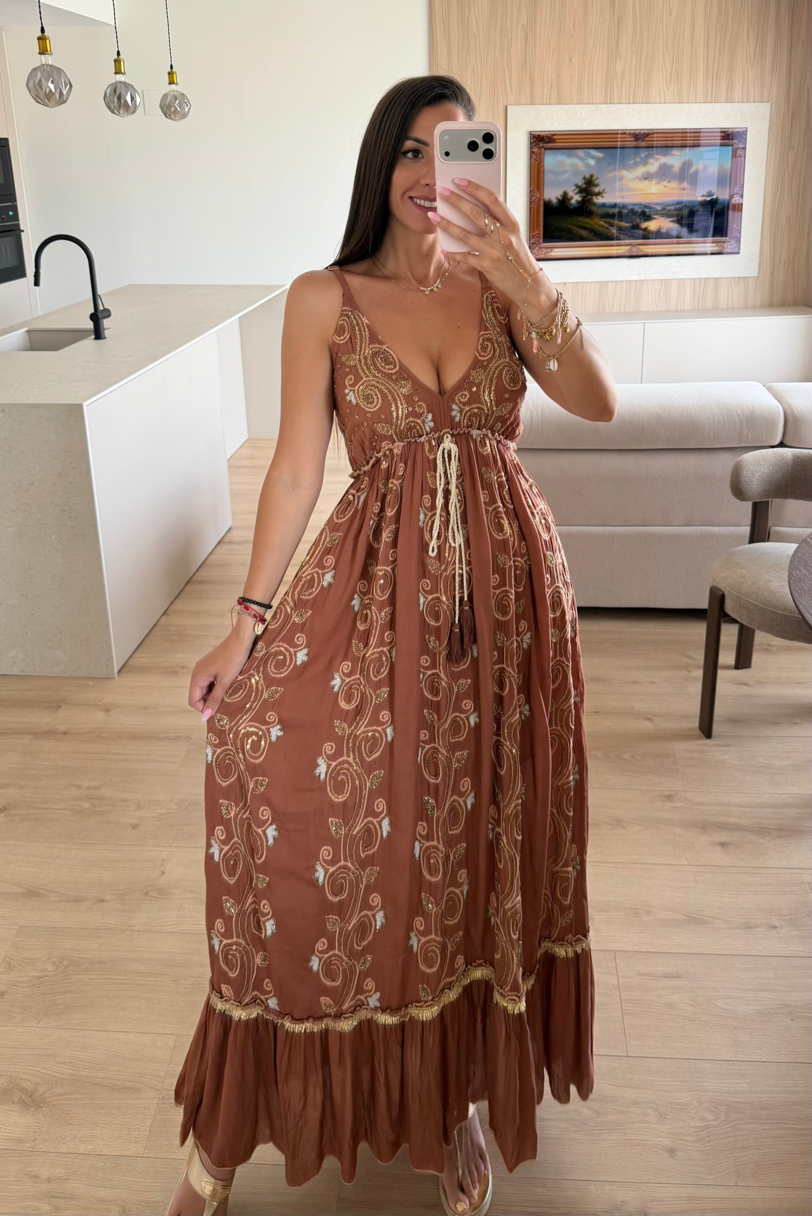 Luna Edem Brown Maxi Dress
