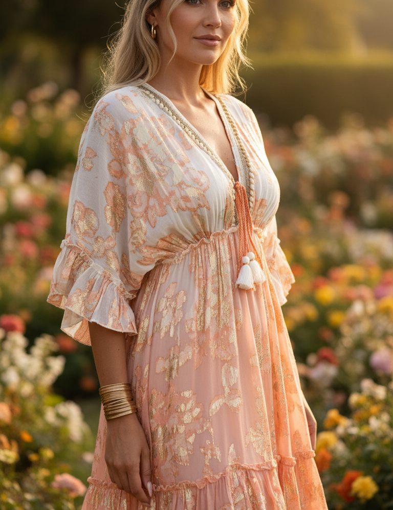 Robe bohème courte brodée à la main