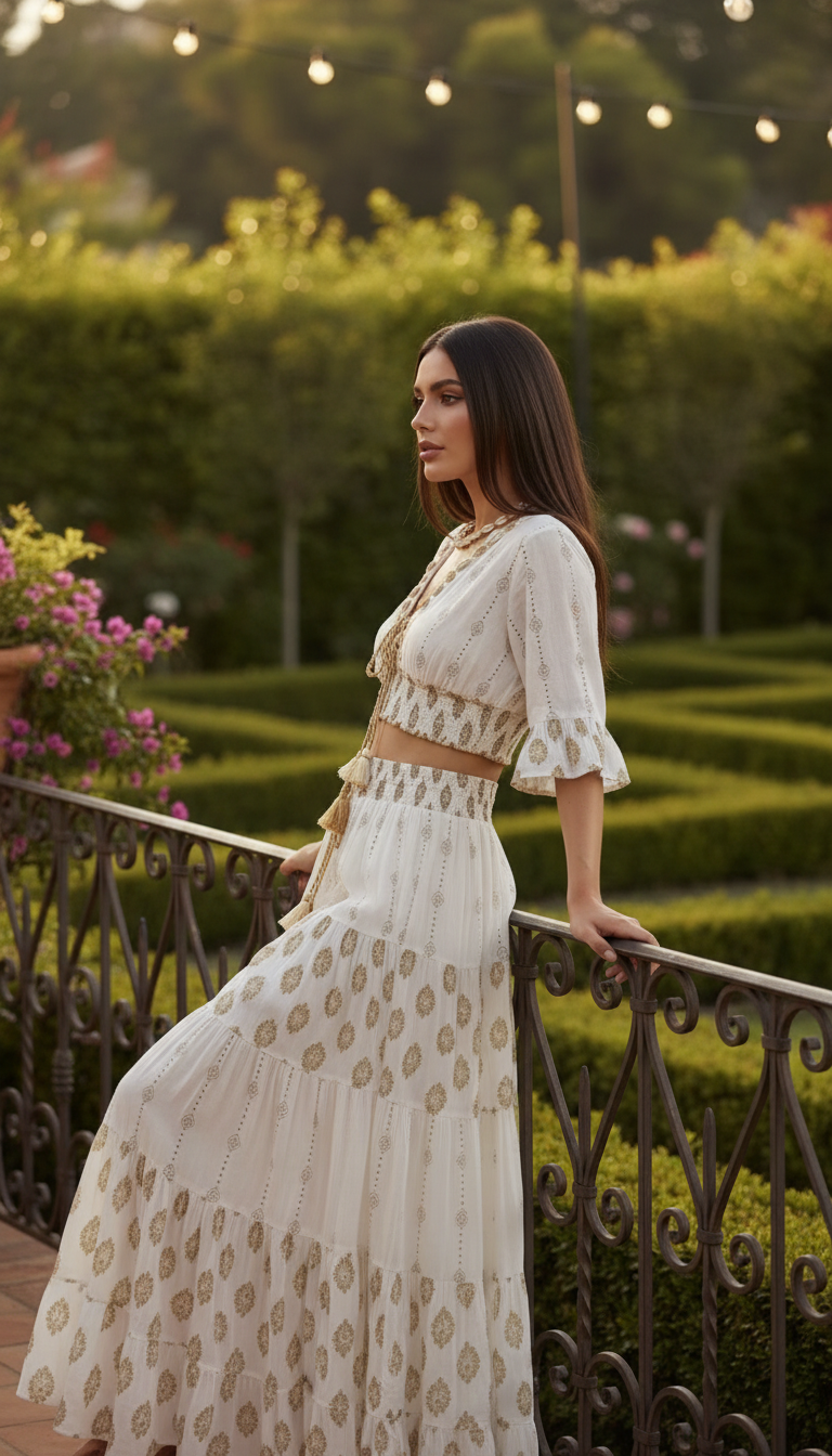 Aurora Golden Embroidered Boho Set