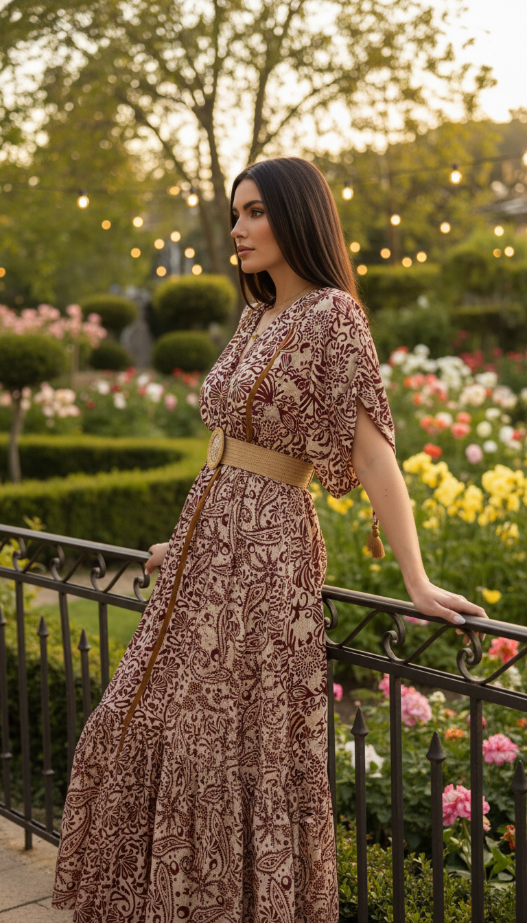 Bohemian Harmony Ruby Silk Dress
