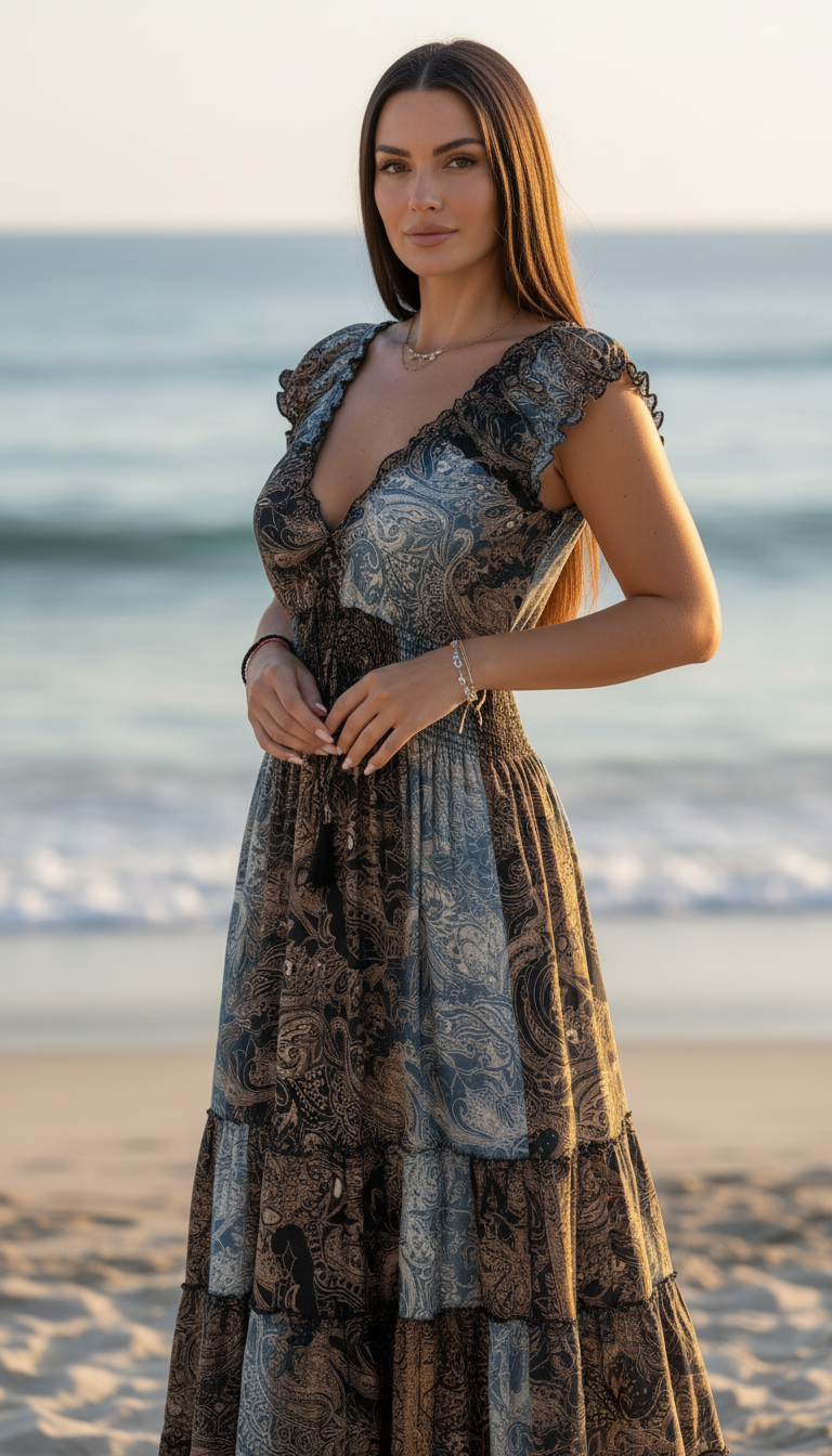 Amara Blue Silk Maxi Dress