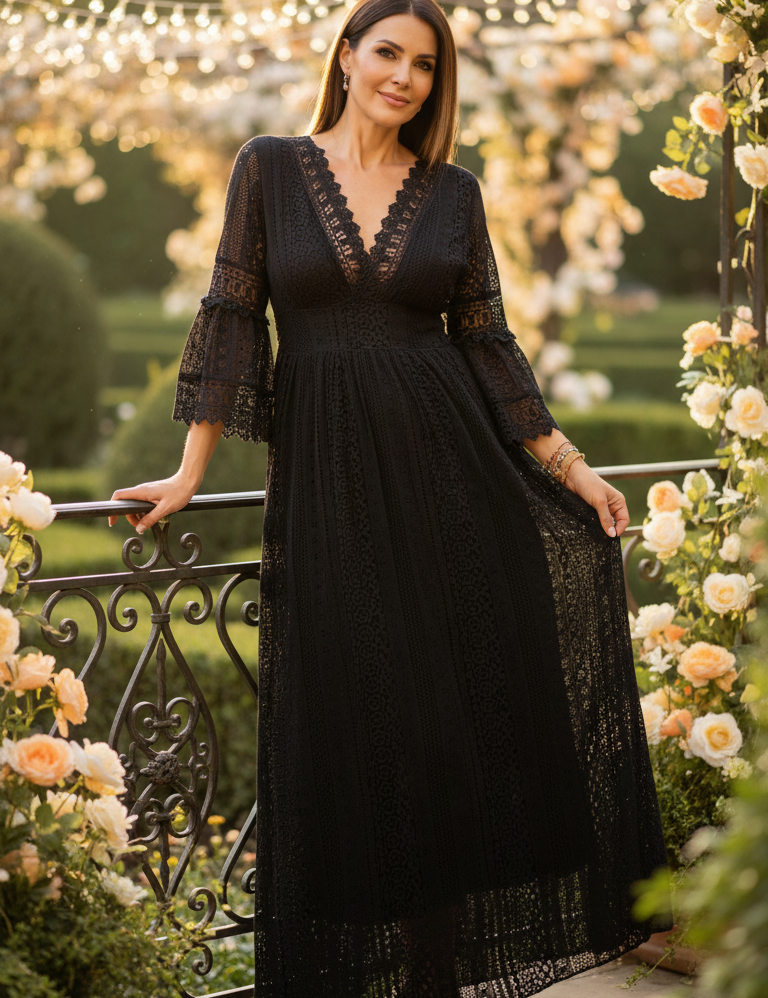 Robe en dentelle sauge